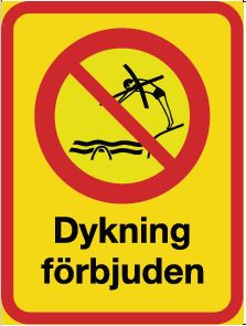 Skylt Dykning förbjuden 300x400mm - 10530-1